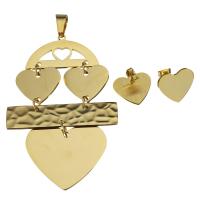 Fashion Stainless Steel Jewelry Sets, Stud Earring & pendant, Heart, gold color plated, for woman  Approx 