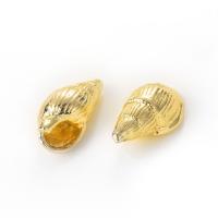 Colgantes de la joyería de cobre amarillo, metal, Concha, chapado en color dorado, Bricolaje, 10*18mm, agujero:aproximado 1mm, Vendido por UD
