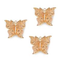 Animal Brass Pendants, Butterfly, real gold plated, hollow, 20*18.6mm Approx 1mm 