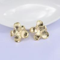 Brass Earring Stud Component, Flower, real gold plated, DIY, 25*30mm 