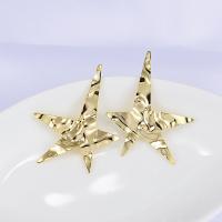 Brass Star Pendants, real gold plated, 42.4*32mm Approx 1mm 