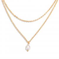 Ожерелье цинкового сплава , цинковый сплав, с Пластиковая жемчужина, плакирован золотом, Двойной слой & Регулируемый & Женский, 10mm, длина:Приблизительно 18 дюймовый, продается PC