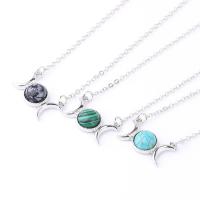 Zinc Alloy Necklace, with Gemstone Chips, plated, vintage & for woman 