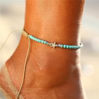 Zinc Alloy Anklet, with turquoise, plated, fashion jewelry & for woman .2 Inch 