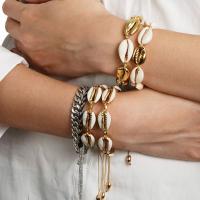 Zinc Alloy Woven Ball Bracelets, with Shell, plated & for woman & enamel .6 Inch 