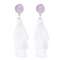 Zinc Alloy Tassel Earring, with Cotton Thread, stainless steel post pin, plated, for woman 100mm 