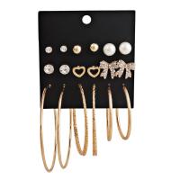 Zinc Alloy Earring Set, plated, nine pieces & for woman 8mm,9mm,15mm60mm,70mm,45mm, 9/Set 