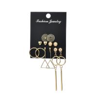 Zinc Alloy Earring Set, plated, 6 pieces & for woman, gold, 5mm,6mm,15mm,20mm,37mm,80mm, 6/Set 