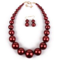 Plastic Pearl Jewelry Set, earring & necklace, with 8cm extender chain, for woman Approx 16.5 Inch 