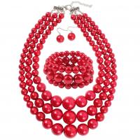Plastic Pearl Jewelry Set, wrist wreath & earring & necklace, with 7cm extender chain, for woman Approx 18.1 Inch 