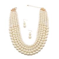 Plastic Pearl Jewelry Set, earring & necklace, with 8cm extender chain, for woman Approx 16.9 Inch 