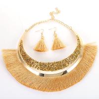 Fashion Zinc Alloy Jewelry Sets, earring & necklace, with Cotton Thread, with 5cm extender chain, fashion jewelry & for woman Approx 16.5 Inch 