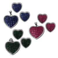 Cubic Zirconia Micro Pave Brass Jewelry Sets, Stud Earring & pendant, Heart, platinum plated, micro pave cubic zirconia & for woman 0.75mm Approx 