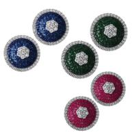 Brass Stud Earring, platinum plated, micro pave cubic zirconia & for woman 