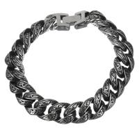Stainless Steel Bracelet, curb chain & for man & blacken, 13mm Approx 8.5 Inch 