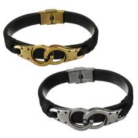 Stainless Steel Bracelet, with Leather, plated, for man 20mm,12mm Approx 8.5 Inch 
