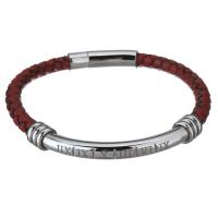 Stainless Steel Bracelet, with Leather, for man, original color, 6mm Approx 9 Inch 