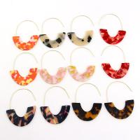 Zinc Alloy Drop Earring, with Acetate, gold color plated, for woman & leopard pattern 