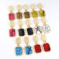Zinc Alloy Drop Earring, gold color plated, for woman & snakeskin pattern 