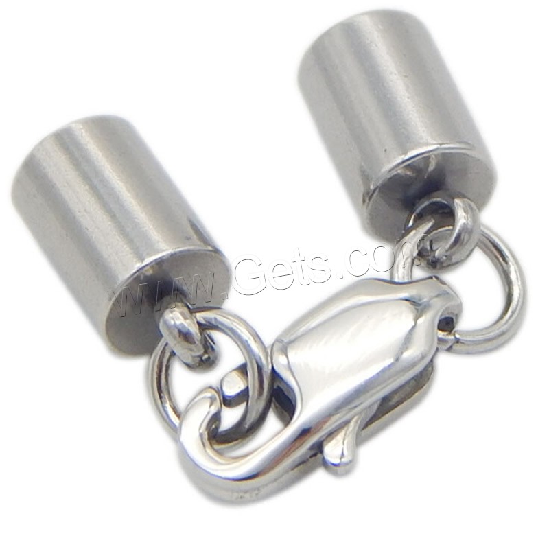 Stainless Steel Lobster Claw Cord Clasp, different size for choice & with end cap, 5PC/Bag, Sold By Bag