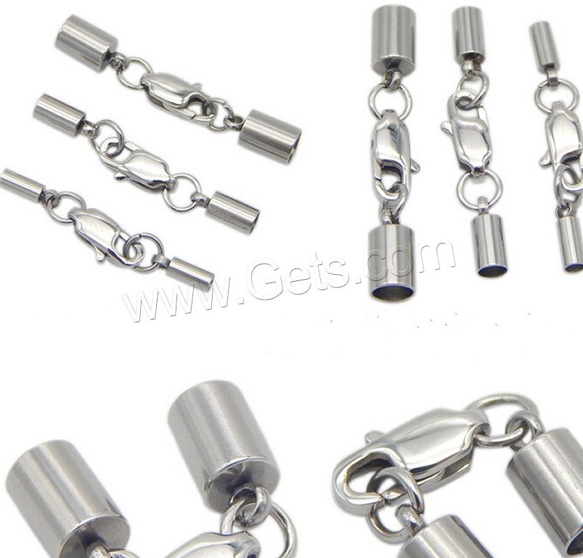 Garra cuerda pulseras acero inoxidable, diverso tamaño para la opción & con tapa, 5PC/Bolsa, Vendido por Bolsa