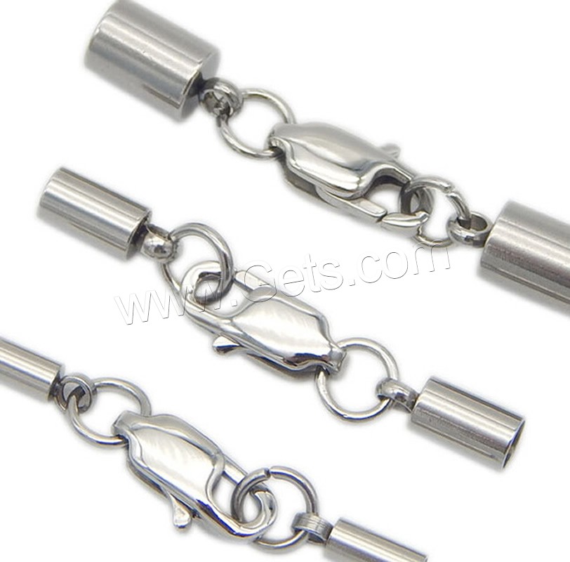 Garra cuerda pulseras acero inoxidable, diverso tamaño para la opción & con tapa, 5PC/Bolsa, Vendido por Bolsa