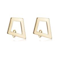 Brass Earring Stud Component, real gold plated, DIY & hollow, 13*17mm 