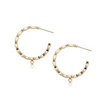 Brass Earring Stud Component, real gold plated, DIY & with loop, 1.78*29.2mm 