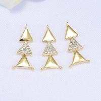 Cubic Zirconia Micro Pave Brass Pendant, Triangle, real gold plated, micro pave cubic zirconia, 20*10mm Approx 1mm 