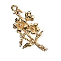 Brass Brooch Finding, Plum Blossom, real gold plated, DIY, 30.6*15.5mm Approx 1mm 
