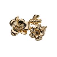 Brass Brooch Finding, Flower, real gold plated, DIY, 18.8*13mm 
