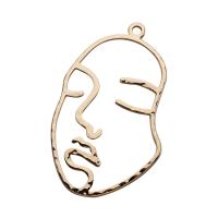 Hollow Brass Pendants, Face, real gold plated, DIY, 43*26mm Approx 1mm 