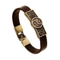 Fashion Zinc Alloy Bracelets, with PU Leather, plated, Unisex, brown .2 Inch 