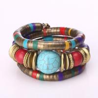 Turquoise Zinc Alloy Bangle, with turquoise, plated, multilayer & for woman .4 Inch 