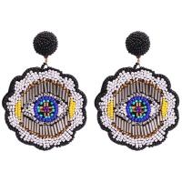 Zinc Alloy Drop Earring, with Seedbead, stainless steel post pin, plated, for woman 75*60mm, 2/Lot 