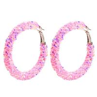Zinc Alloy Leverback Earring, with Sequins, Round, silver color plated, for woman 45*45mm, 2/Lot 