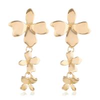 Zinc Alloy Drop Earring, Flower, fashion jewelry & for woman, golden 