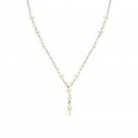 aluminio collar, con Perlas plásticas, con 7cm extender cadena, Joyería & para mujer, plateado, longitud:aproximado 18 Inch, Vendido por Sarta
