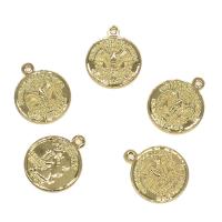 Brass Jewelry Pendants, Flat Round, gold color plated, nickel, lead & cadmium free Approx 1mm, Approx 