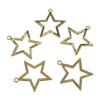Звезды подвески латунные, Латунь, Звезда, плакирован золотом отверстие:Приблизительно 3mm, Приблизительно 30ПК/сумка, продается сумка