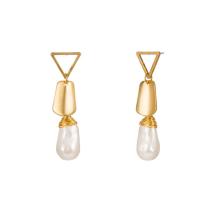 Zinc Alloy Drop Earring, with ABS Plastic Pearl, Teardrop, gold color plated, geometric & for woman 