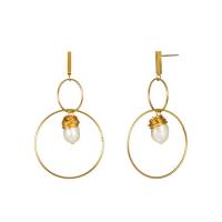 Zinc Alloy Drop Earring, with ABS Plastic Pearl, gold color plated, Korean style & for woman 