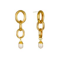 Zinc Alloy Drop Earring, with ABS Plastic Pearl, gold color plated, for woman & hollow 