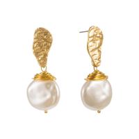 Zinc Alloy Drop Earring, with ABS Plastic Pearl, gold color plated, Korean style & for woman 
