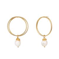Zinc Alloy Drop Earring, with ABS Plastic Pearl, gold color plated & for woman 