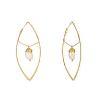 Zink Legierung Leverback Ohrring, Zinklegierung, mit ABS-Kunststoff-Perlen, goldfarben plattiert, für Frau, 28x70mm, verkauft von Paar
