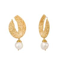 Zinc Alloy Drop Earring, with ABS Plastic Pearl, gold color plated, handmade & for woman 
