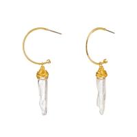 Zinc Alloy Drop Earring, with Natural Stone, gold color plated, handmade & for woman 