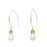 Zinc Alloy Drop Earring, with ABS Plastic Pearl, gold color plated & for woman 
