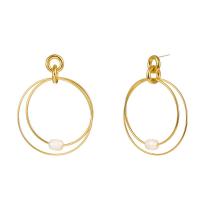 Zinc Alloy Drop Earring, with ABS Plastic Pearl, gold color plated, for woman 